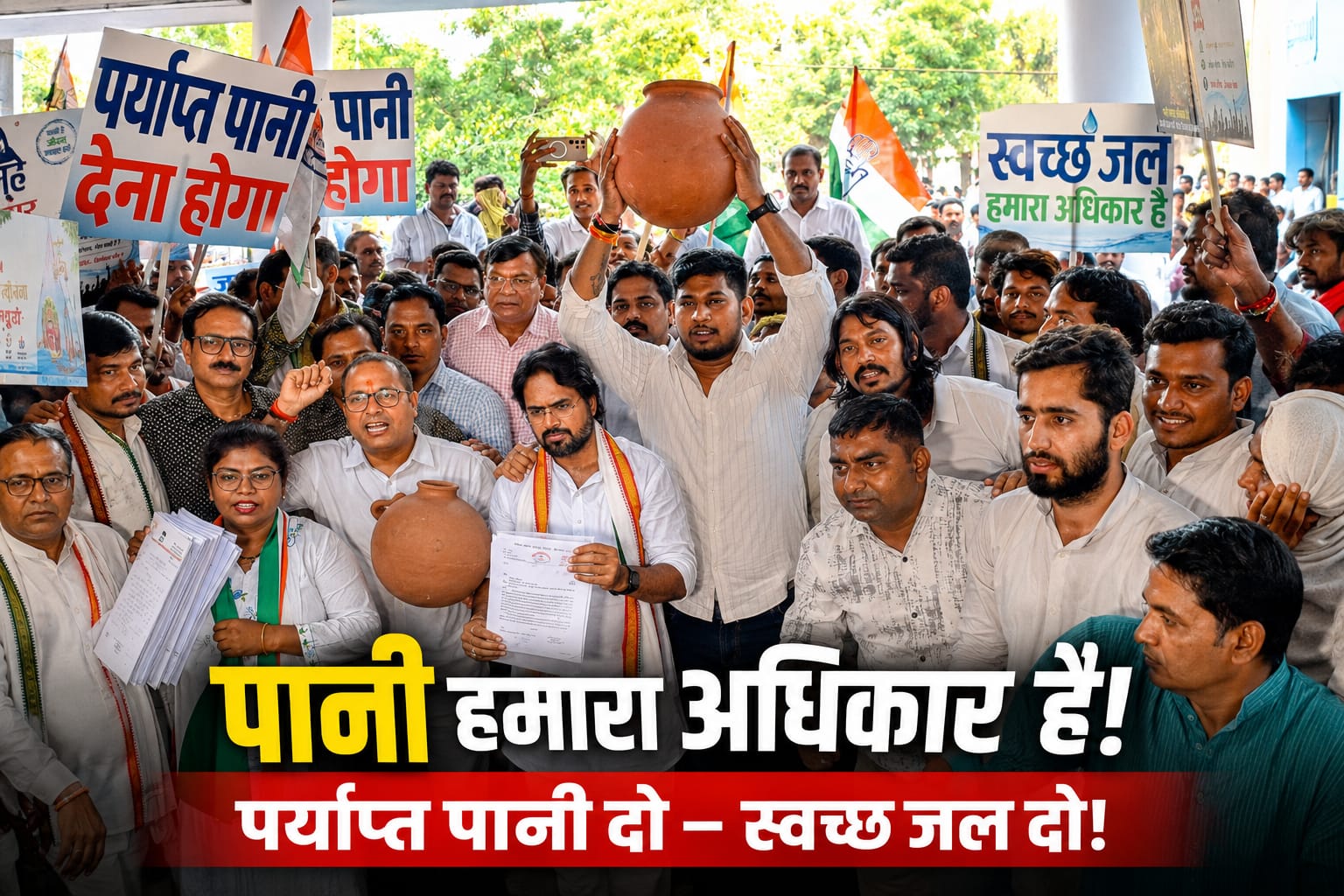 शहर में गंदे पानी की समस्या को लेकर कांग्रेस का निगम मुख्यालय में जोरदार प्रदर्शन, मटकी फोड़कर जताया विरोध!!