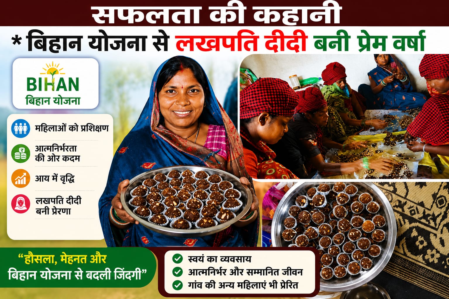 सफलता की कहानी बिहान योजना से लखपति दीदी बनी प्रेम वर्षा आर्थिक संघर्ष से आत्मनिर्भरता तक का तय किया सफर