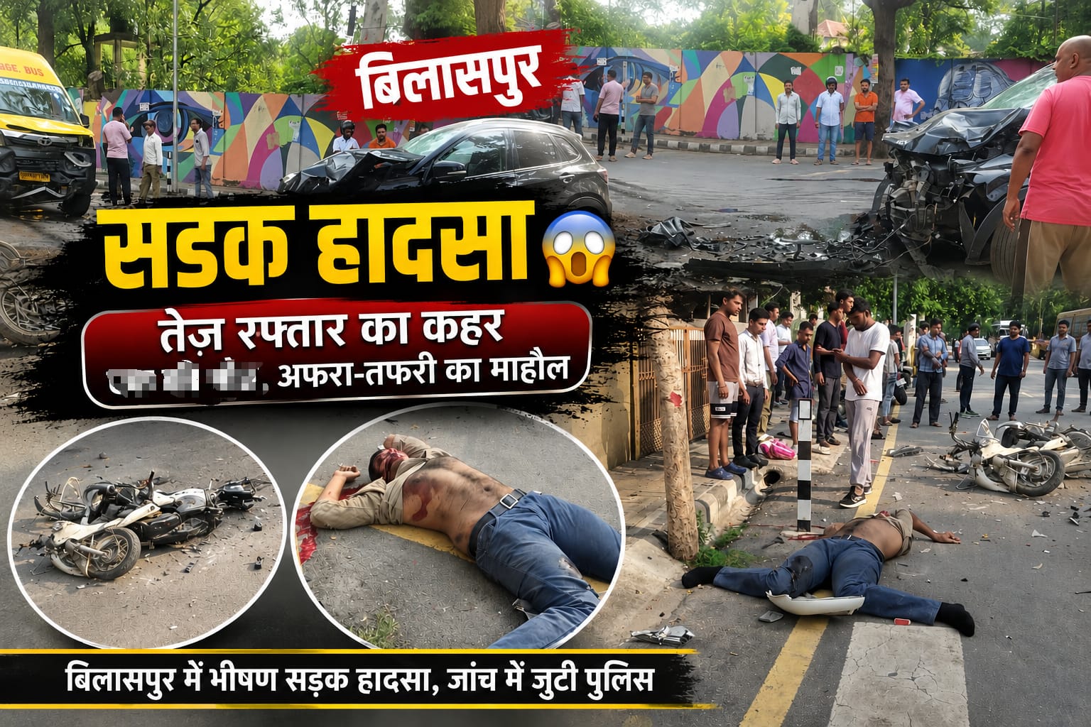 बिलासपुर में बड़ा सड़क हादसा: तेज रफ्तार कार ने एक्टिवा सवार को मारी टक्कर, हालत गंभीर